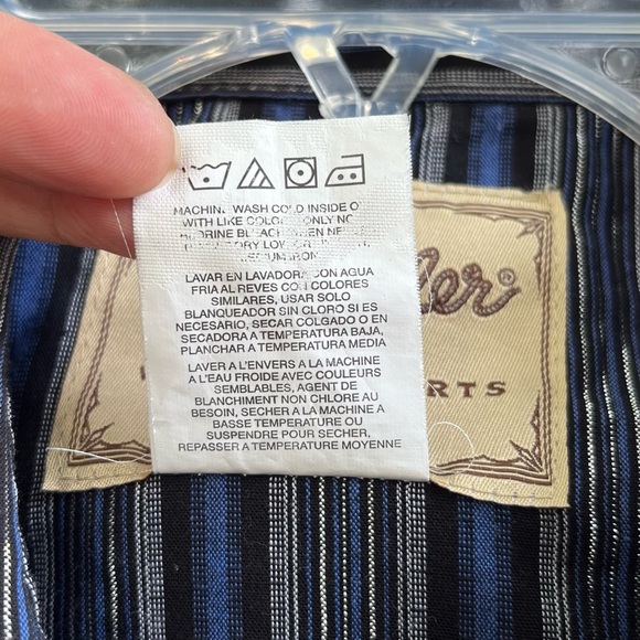 Vintage Wrangler  Western Dress Shirt Pearl Snap Men  XL/TG Metallic Silver Blue - Picture 10 of 11